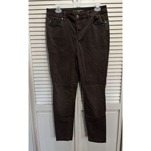 Chicos Brown SkinnyJeggings Size‎ 1 Stretch Zip Pockets Mid Rise